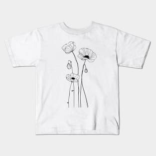 Poppies flowers Line art Kids T-Shirt